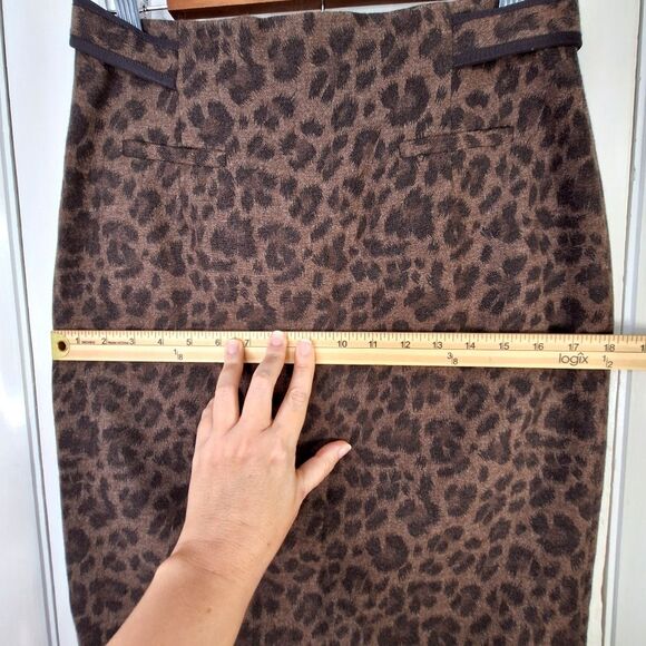 Rebecca Taylor Leopard Print Pencil Skirt Sz 8 - Picture 10 of 12